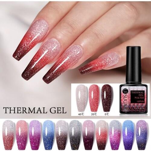 UR SUGAR Thermal Gel Nail Polish Nail Art Vernis Semi Permanant UV Manicure 7.5ML Color Change Gel Glitter Effect