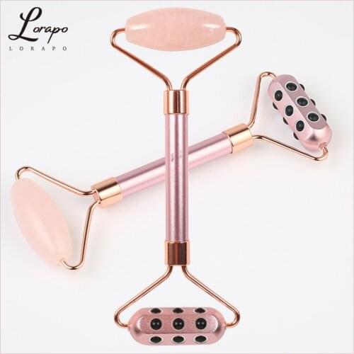Germanium Metal Roller Massager Facial Massager Natural Rose Quartz Roller Jade Roller Massage Tool Slimming Skin Care Tool