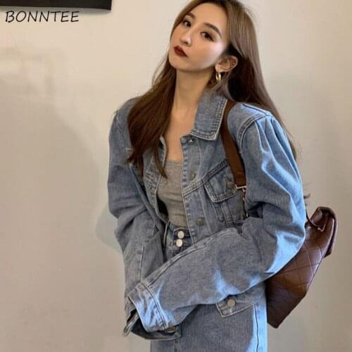Basic Jackets Denim Simple Korean Loose Button Streetwear Solid Outwear Spring Clothing Elegant Fashion Single-breasted Leisure