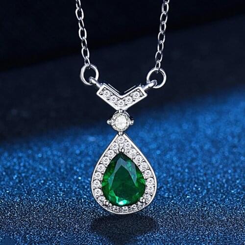 Cute Female Water Drop Pendant Necklace Classic Silver Color Chain Necklace Luxury Zircon Stone Wedding Necklace For Women
