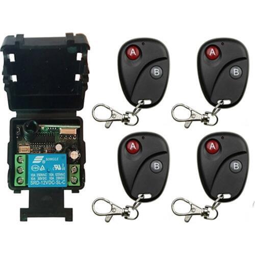 Mini Wireless RF Remote Control Light Switch 10A Relay Output Radio DC 12V 24V 1 CH Channel 1CH Receiver Module +Transmitter