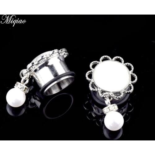 Miqiao 1Pc Stainless Steel Pendant Fashion Auricle Earrings Retro Pearl Ear Expansion Body Piercing Jewelry Hot New Products