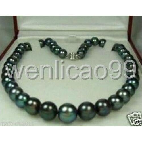 Natural 8-9mm Tahitian Black Pearl Necklace 18" AAA