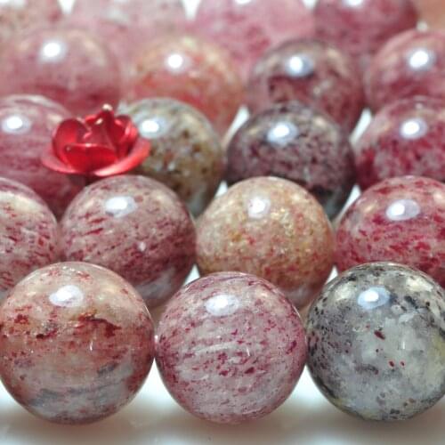 Natural Strawberry Quartz Smooth Round Loose Beads Wholesale Gemstones Semi Precious Stone Bracelet Necklace Diy Jewelry Making
