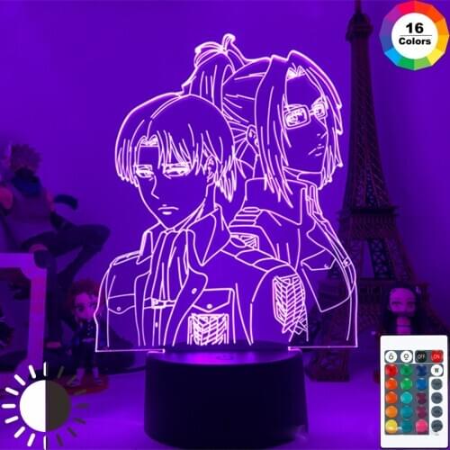 Attack on Titans 3d Nightlights Anime Figure Led Lamp for Home Decor Table Lamp Eren Levi Child Boy Gift Touch Remote Optional