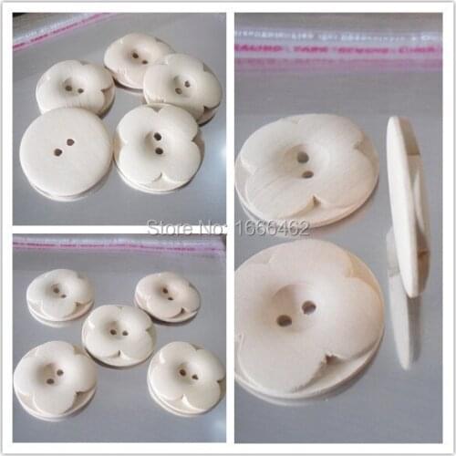2015 new Wholesale 50PCs Natural Color 2 Holes Round Wood Sewing Buttons 30mm(1 1/8") Dia