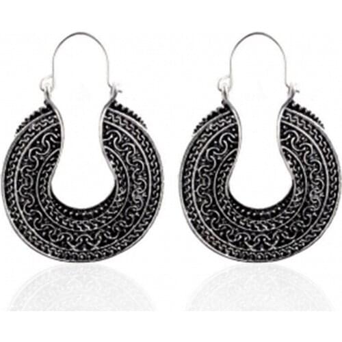 New Europe And The United States Bohemian Beach U-shaped Earrings for Woman Vintage Silver Color Earrings Ethnic Indian Jewelry