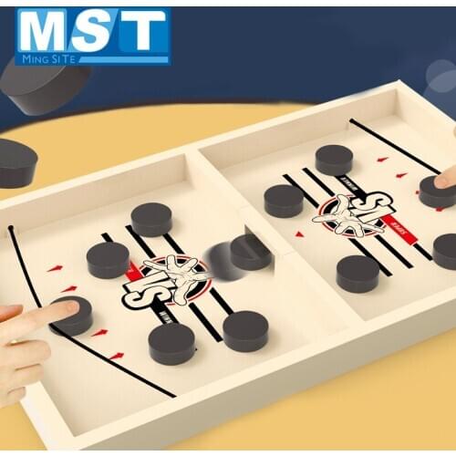 Educational Toys Bouncing Board Game Double Battle Funny Wooden Fast Sling Puck Game Family Interactive Toy