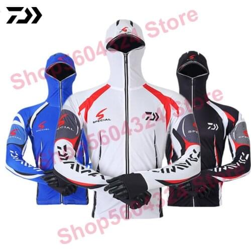 Daiwa Clothes Fishing Shirt Jacket Ice Silk Quick Dry Sports Clothing Sun Protection Face Neck Anti-uv Breathable Fishing Hooded