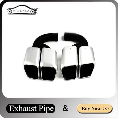 One Pair Stainless Steel Muffler Tip Nozzles For Porsche Cayenne 2011-2014 Change TURBO Four-outlet Square Exhaust Pipe