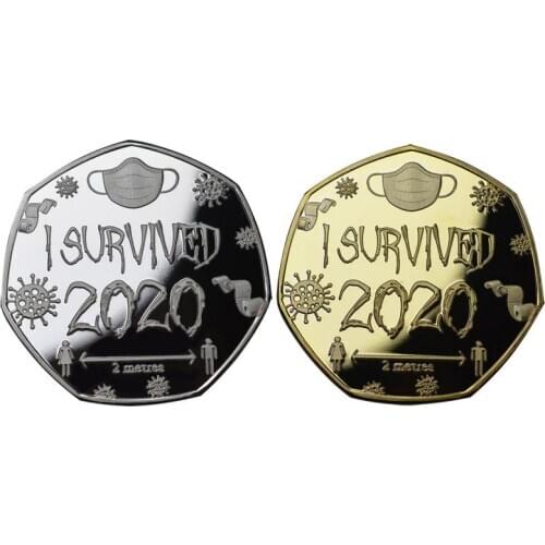 I SURVIVED 2020 MEDAL AND COMMEMORATIVE SET 50P COIN COLLECTORS MEMENTO GIFT Decoration Crafts