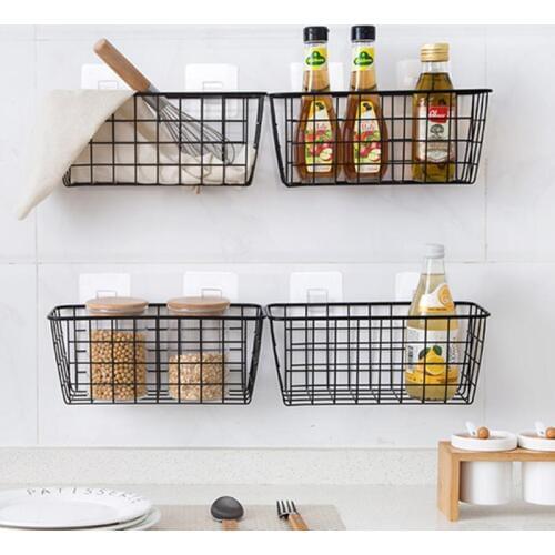 Kitchen Seasoning Hanging Storage Basket Bathroom Accessories Organization Basket Rectangular Storage Box Wall Hanging Rack