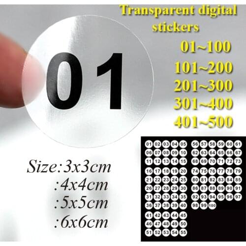 1-100PCS transparent digital stickers black digital stickers personalized custom labels white stickers kraft paper 2-10cm