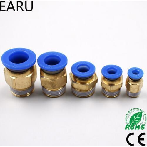 1/8'' 1/4'' 3/8'' 1/2'' Male-4 6 8 10 12mm Straight Push in Fitting Pneumatic Push to Connect Air Adapter Plug Socket Connector