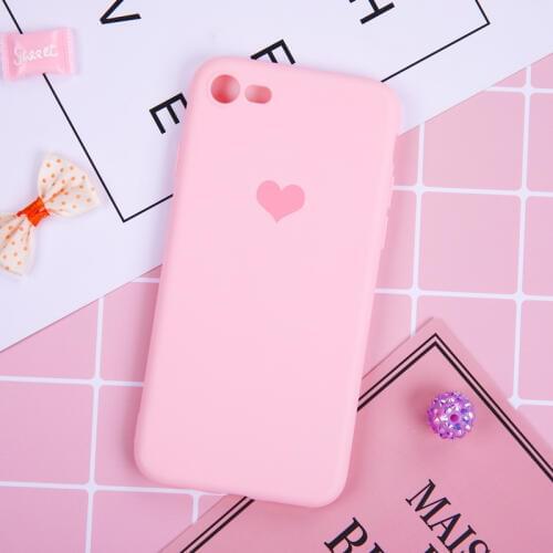 DIFFRBEAUTY Candy Color Case for iPhone XR XS X Xs Max Love Heart Phone Cover for iPhone 6 6S 7 8 Plus Soft TPU Silicone Cases