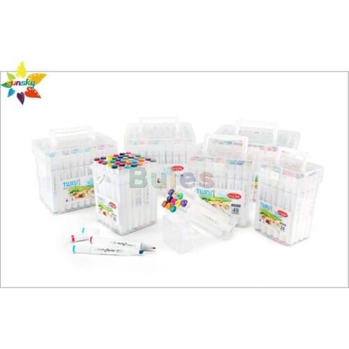 Grasp 12/18/24/36/48/60/80 color Alcohol oily double headed marker 2/6mm animation design drawing pen White Triangular penholder