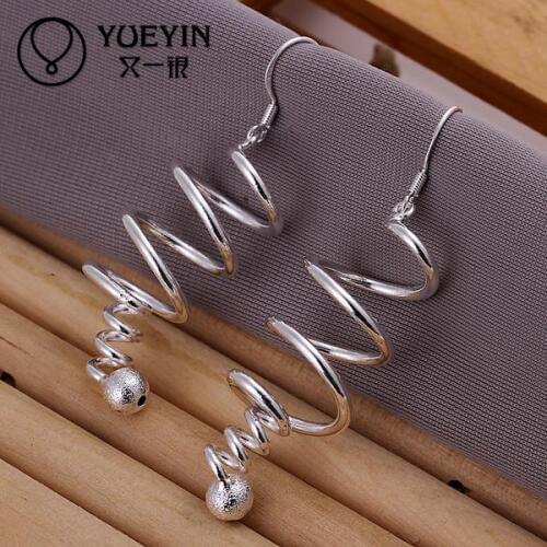 NEW Fashion silver plated jewelry Womens Dangle earrings Fashion brincos Earhook Trendy Wholesale Spiral individuality