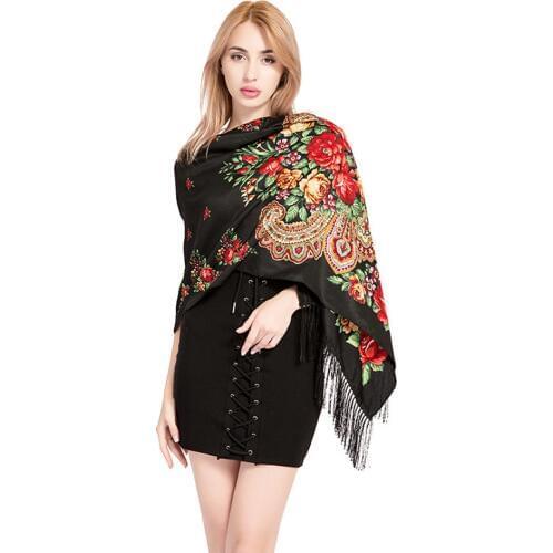 Ethnic Style Scarf Women Vintage Print Shawl Wrap Large Size Foulard Spring Beach Gift For Girl Folk-custom Print Szalik #YJ