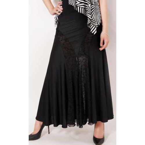 Modern dance lace big flare skirt hem stitching flocking S12067