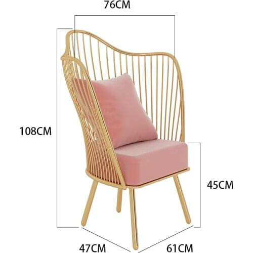 Modern Minimalist Lotus Leaf Chair Luxury Wrought Iron Bar Coffee Seat Velvet Fabric Customizable Nail Table and Chair Set