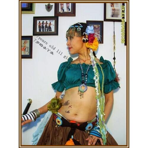 ATS BELLY DANCE Renaissance Crop Top Pirate Wench Gypsy Fairy Costume Peasant Crop Top Tribal Choli Top T26-T31