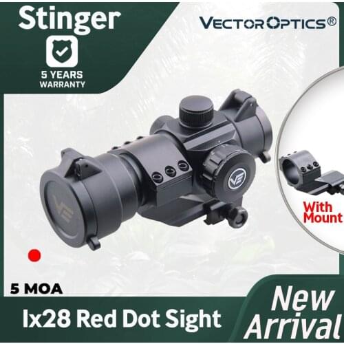 Vector Optics Stinger 1x28 Red Dot Sight Hunting Collimator Sight Reflex Rifle Scope For AR .223 7.62 Fits 21mm Picatinny Weaver