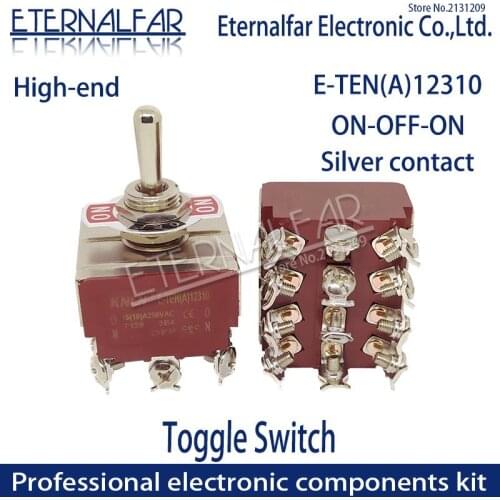 High-end E-TEN(A)13210 Quality Silver Contact 4PDT 12MM 16A 250V AC ON-OFF-ON 12 Pin Reset Rocker Toggle Slide Switch Waterproof