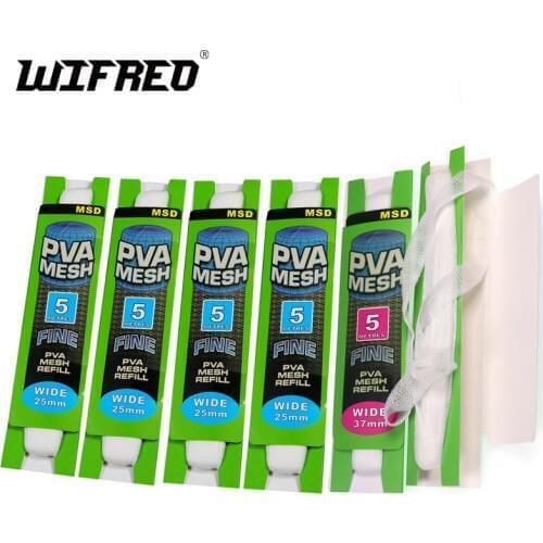 Wifreo 6PCS 25mm X 5m 37mm X 5m Carp Fishing PVA Mesh Refill Refill Bottom for Hook Bait Feed Boillie Rigging Rig Feeder Hooking