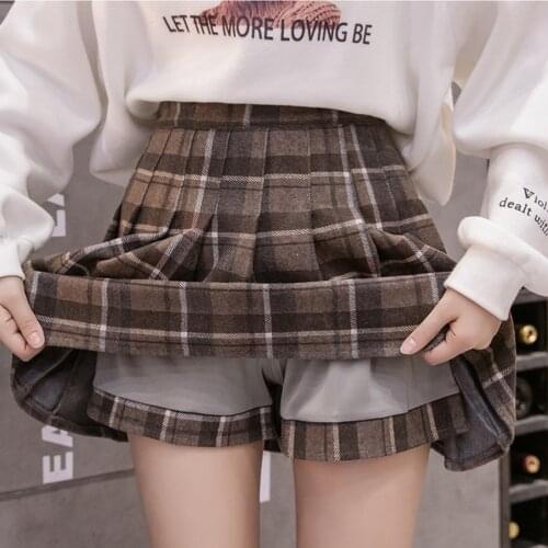 2021 Autumn Winter Korean Skirt Shorts Women High Waist Sexy Short Mini Skirt School Pleated Gothic A Line Skirts Female Юбка