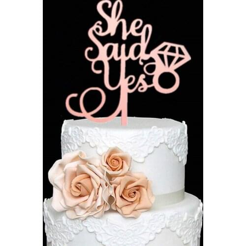 Mirror Rose Gold She Said Yes with Diamond Ring Cake Topper, Bridal Shower,Hen Night,Wedding Bachelorette Engagement Party Decor