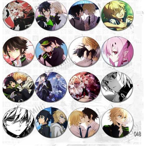 1pcs 58MM Anime Badge Seraph Of The End Owari Shinoa Hyakuya Sangu Owari no Seraph Krul Badges Pins BROOCH Badge Animation