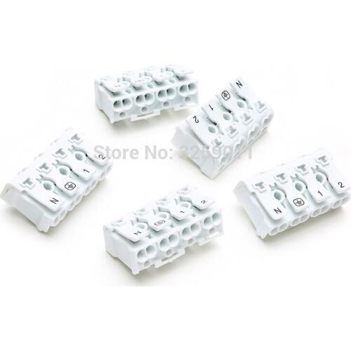 1PCS Spring Terminal Block Quick Lamp Wire Connector Electrical Cable Clamp Free Screw Plug-Out Type Pitch 923 P04 22-14 AWG