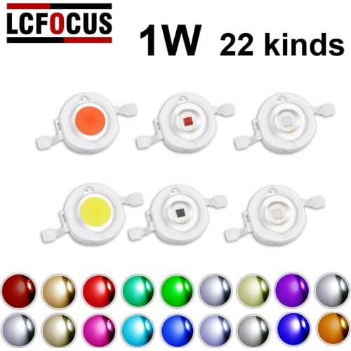 1WLED chip COB natural cooling and warm white red blue green yellow full-spectrum growth lamp diode for 1W lamp beads
