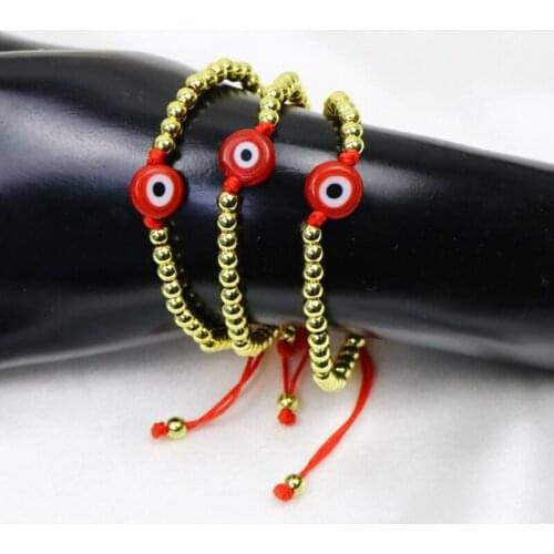 10 Pieces Red Eyes Gold bead Bracelet Hand made charms bracelet accessories bracelets for women jewelry 9917