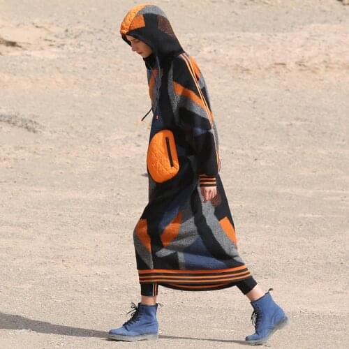 [11.11] IRINACH72 Fall Winter 2019 New Collection multi colored long hooded wool dress