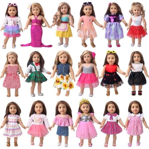 18 Inch American Doll Girls Clothes Princess Dress Crown School Uniform Born Baby Toys Accessories Fit 43 Cm Boy Dolls Gift c962