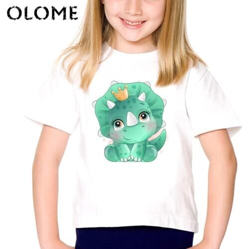 2020 Baby Girl/Boy T Shirt Cute Baby Dinosaur Cartoon Design White Tshirt Kids Summer Short Sleeve Children Clothes Tops