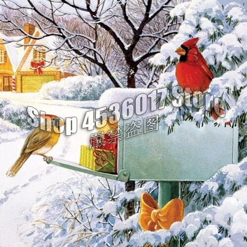 DIY Diamond Painting Mailbox Treasures Birds Winter Christmas Gift Full Drill Diamond Embroidery Cross Stitch Mosaic Home Decor
