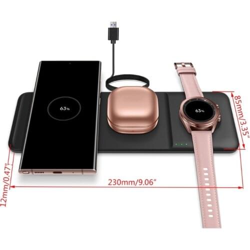 28EA Fast 3 in 1 Wireless Charger Quick Charging Station Receiver Wireless Charging for Sam-sung Phone Watch Earbuds