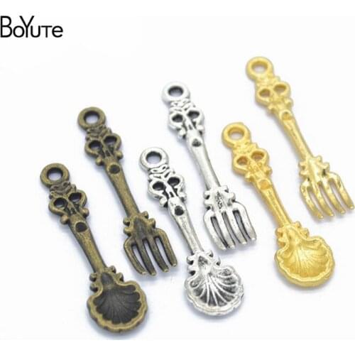 BoYuTe (100 Pieces/Lot) Metal Alloy 34*9MM Fork and Spoon Pendant Diy Hand Made Jewelry Accessories Wholesale