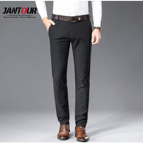 Jantour Brand Autumn Winter Fashion New 2021 Thick Straight Men Casual Pants Cotton Man Trousers Black Plus Size 28-38