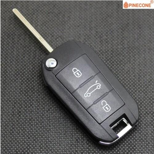 PINECONE for PEUGEOT 208 2008 301 308 508 Hella Car Key Case 3 Buttons Uncut HU83 Blade Replace Remote Key Shell No logo 1 PC