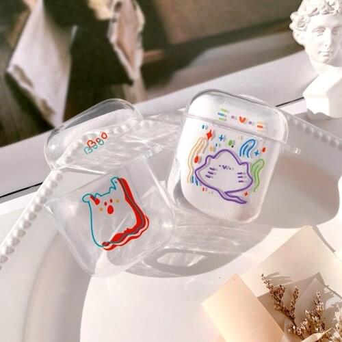 Ins Art animal clear Earphone Case For Apple AirPods 1/2 Pro 3 Earbuds Soft silicone cover Wireless Bluetooth Headset Box