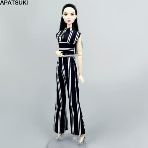 Black White Handmade Fashion Doll Clothes For Barbie Outfits Set Jumpsuit Rompers 1/6 Dolls Accessories Kid Toys