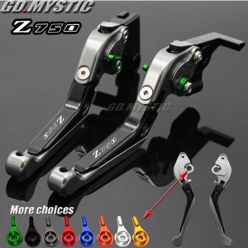 For KAWASAKI Z750 Z 750 2007-2012 Motorcycle Accessories Folding Extendable Brake Clutch Levers LOGO Z750
