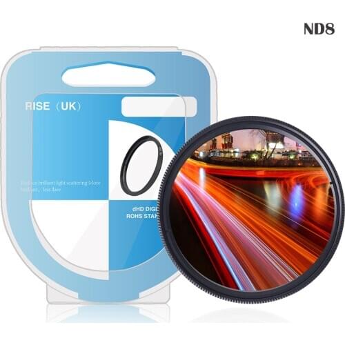 RISE(UK) 49/52/55/58/62/67/72/77mm Neutral Density ND8 Filter with box for any Lens of DSR DLSR Camera