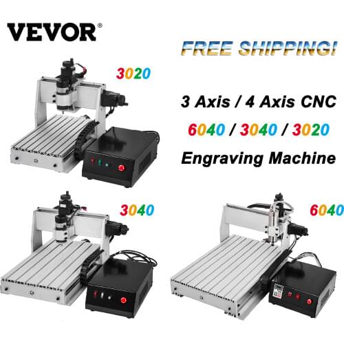 VEVOR 3 / 4 Axis CNC Router 6040/3040/3020 Laser Engraver USB Port Milling Engraving Machine Cutter for DIY Wood PCB PVC Acrylic