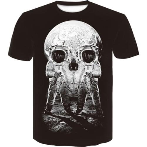 New Mens Black and White Skull T-shirt Brand Fashion Punk Style 3Dt Shirt Mens Top Hip Hop 3D Print Skull
