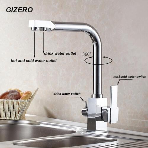 Hot Sale High Quality US Standard Drink Water Faucet Kitchen Swivel Hot and Cold Filter Water Faucet Luxury Chrome Finshed ZR646