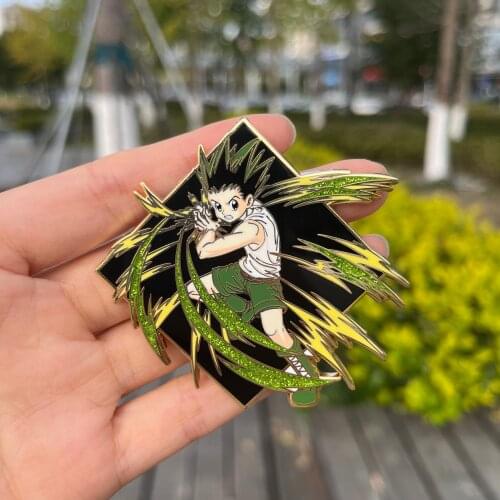 HunterxHunter Killua and Kurapkia enamel pin 5cm Metal Badge Button Brooch Pins Collection Medal Pendant Souvenir Gift